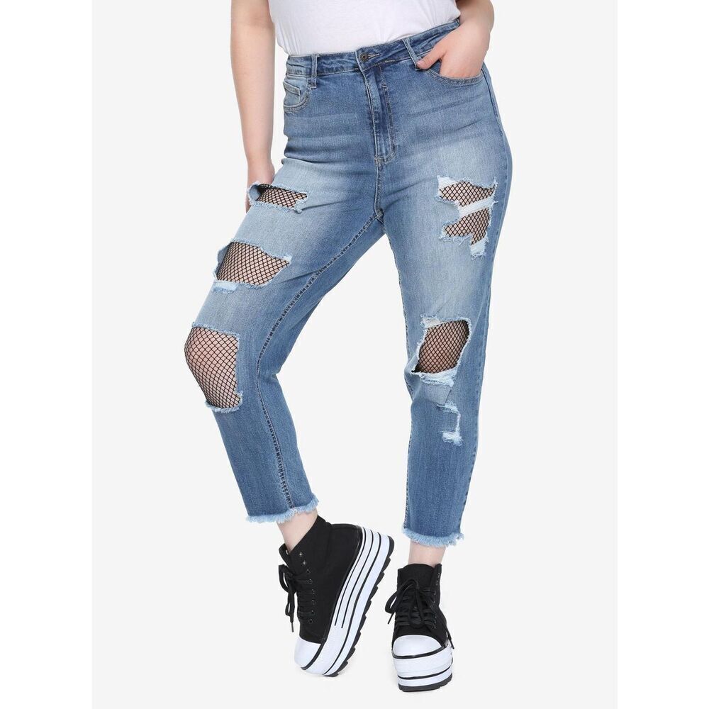 Cello Indigo destructed fishnet size 16 jeans